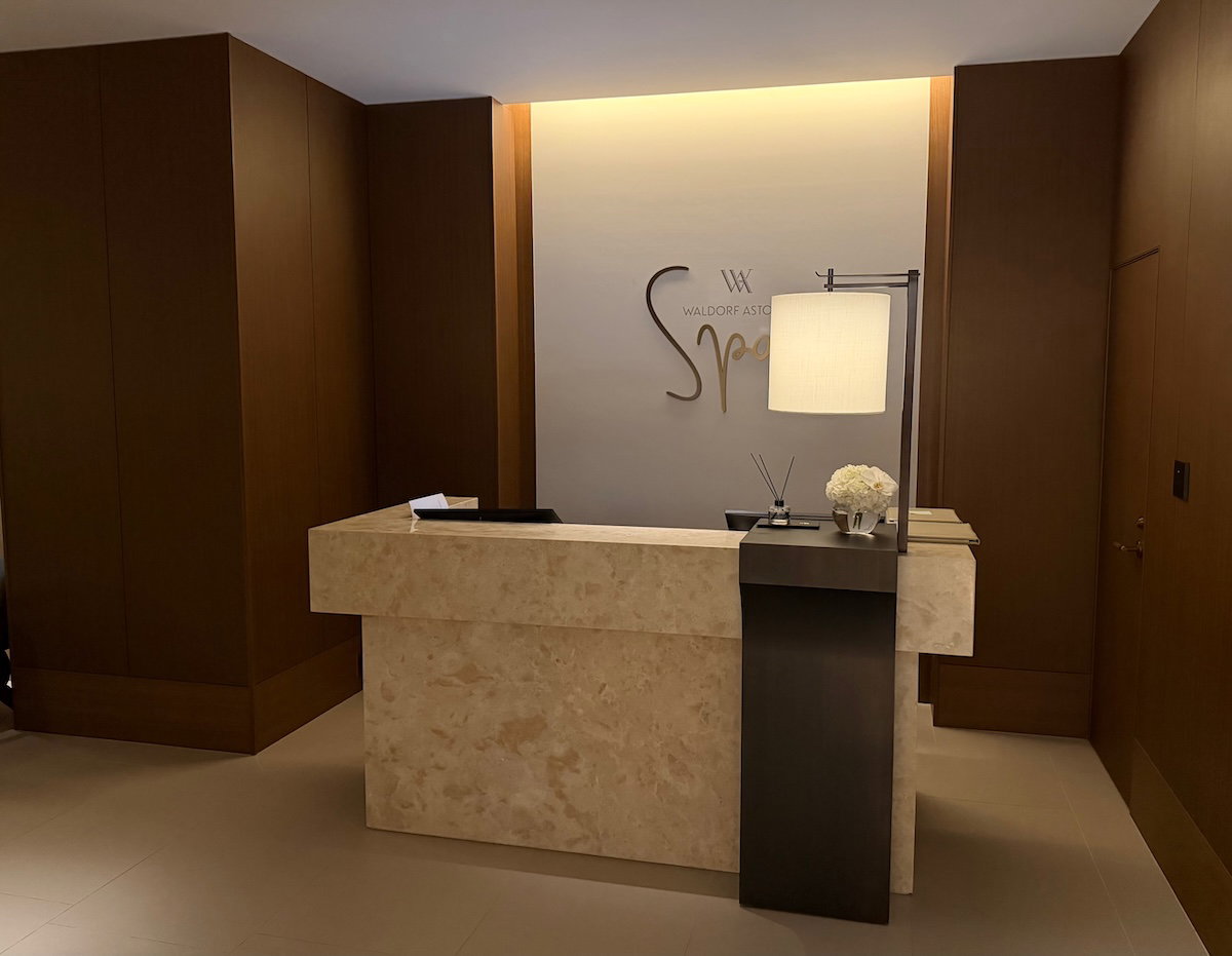 Reception desk at the Waldorf Astoria Osaka spa