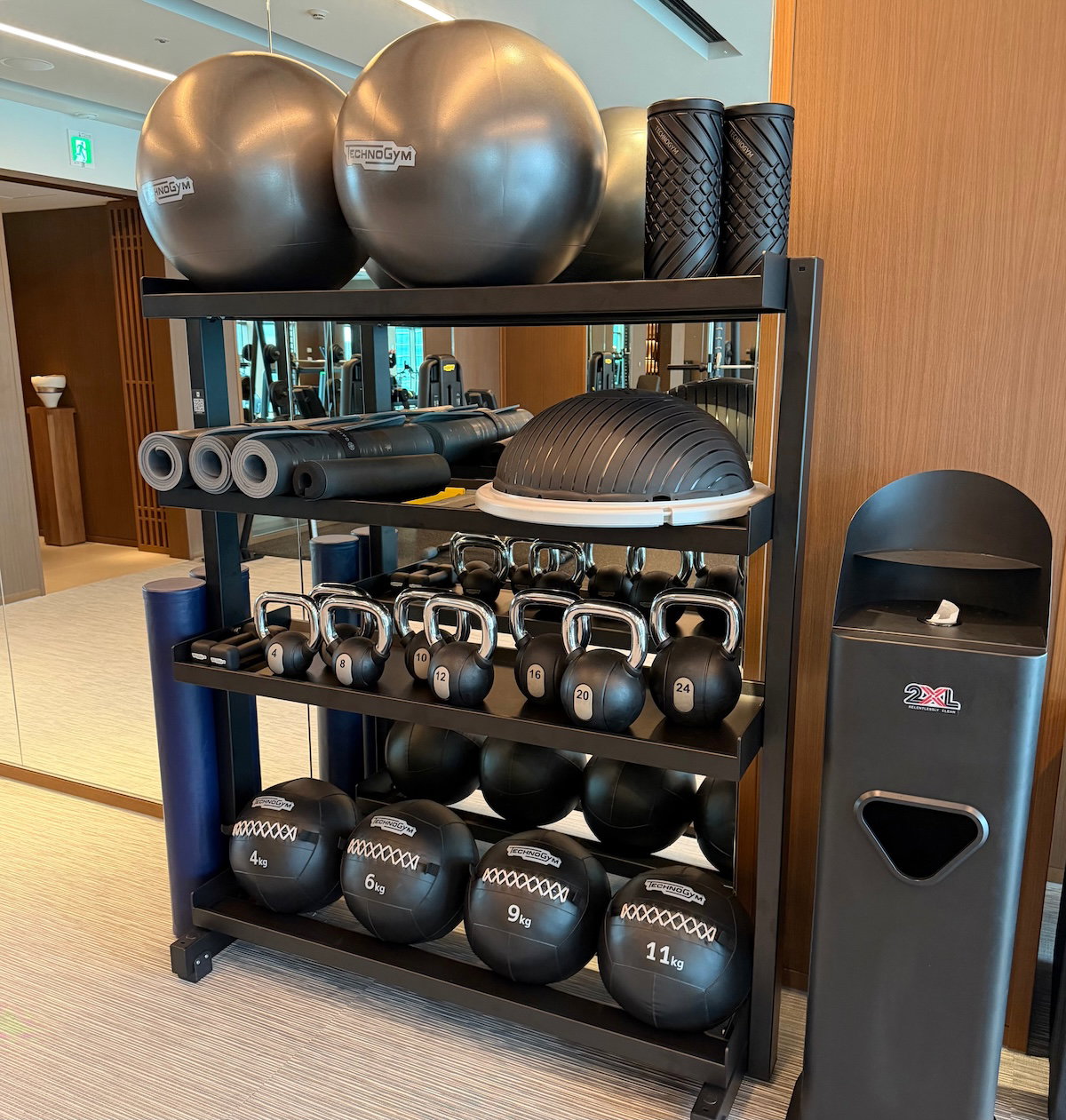 Rectangular gym room at the Waldorf Astoria Osaka