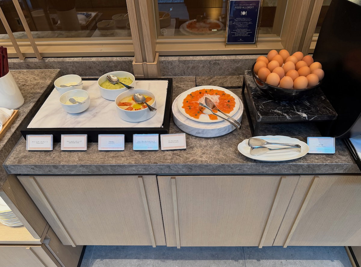 Selection of fresh fruit and salads on the breakfast buffet at Jolie Brasserie